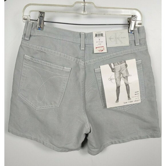 NWT VTG Calvin Klein Low Rider Sz 8 Shorts New Gray Metal Denim Mid Rise - Picture 3 of 9